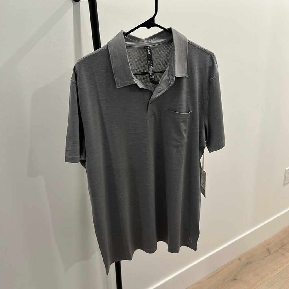 Vuori Zephyr Polo Heather Grey Large NWT
